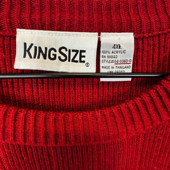 King Size Maroon Crew Neck Cable Knit Sweater Mens 4XL - Picture 2 of 6